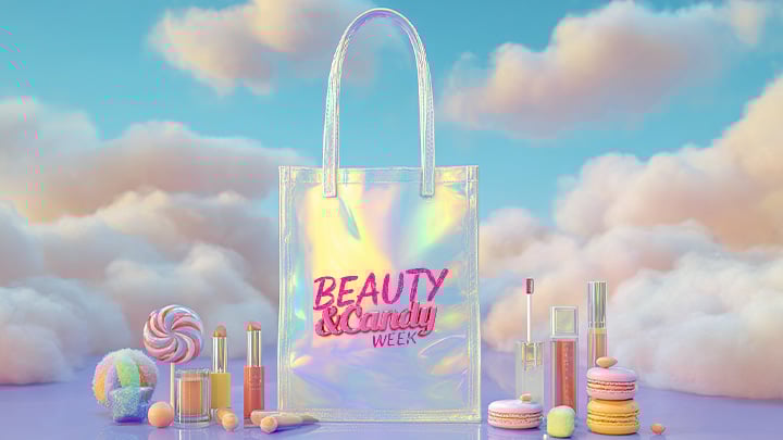 Image of a goodie bag with beauty & candies